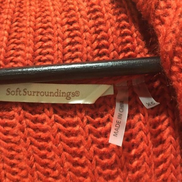 Soft Surroundings Burnt Orange Open waterfall chunky knit cardigan XS - Picture 3 of 5